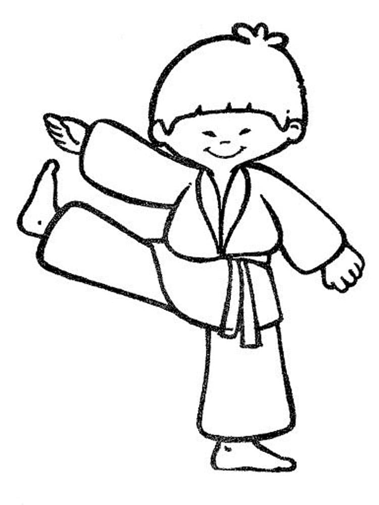 Desenho de Menino Karate para Colorir e Pintar