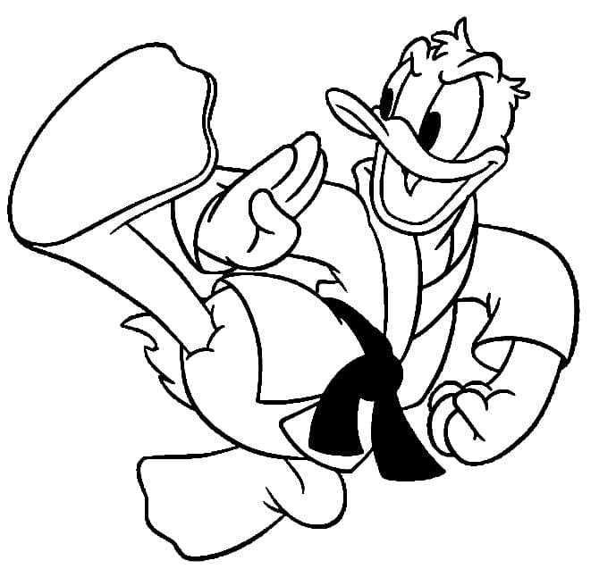 Desenho de Pato Donald Karate para Colorir e Pintar