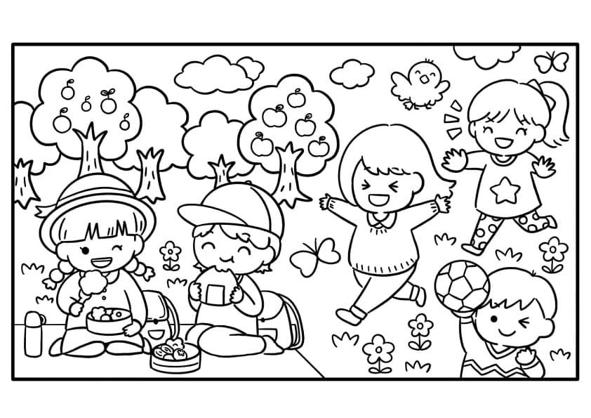 Desenho de Crianças Kawaii para Colorir e Pintar