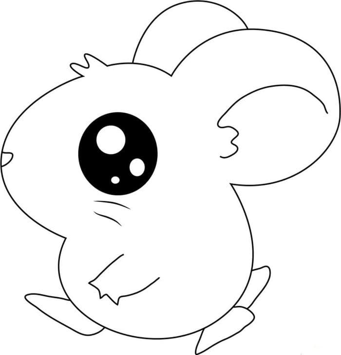 Desenho de um Rato Kawaii para Colorir e Pintar