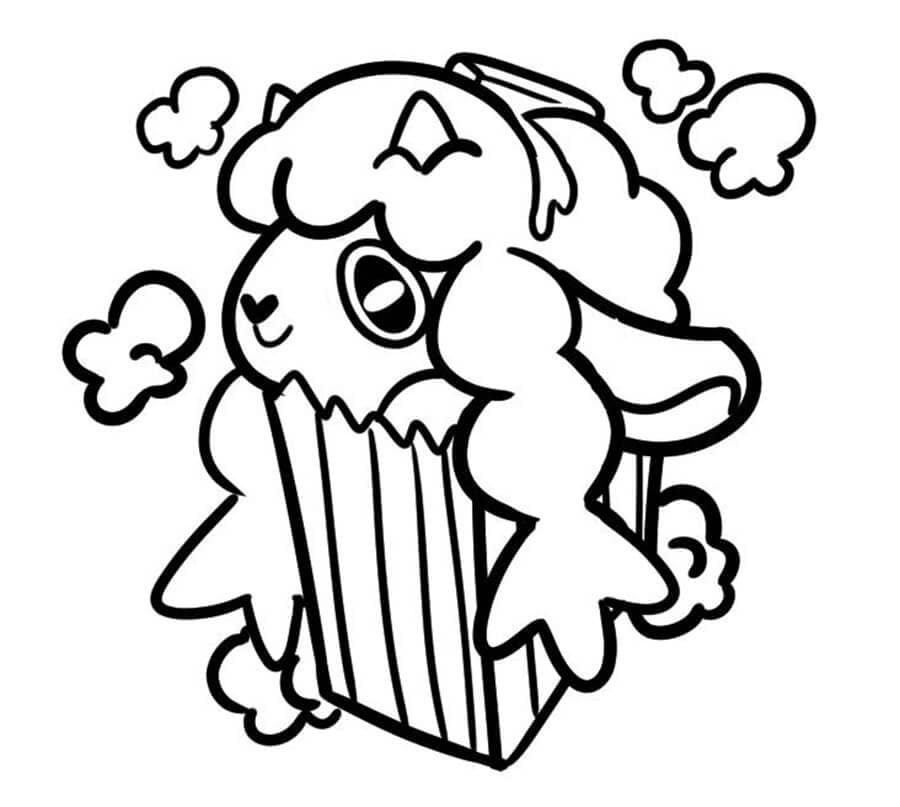 Desenho de Kawaii Pokemon Wooloo para Colorir e Pintar