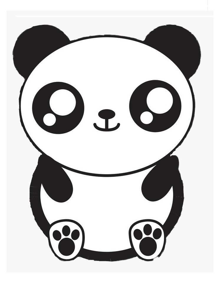 Desenho de Lindo Panda Kawaii para Colorir A4 e Pintar