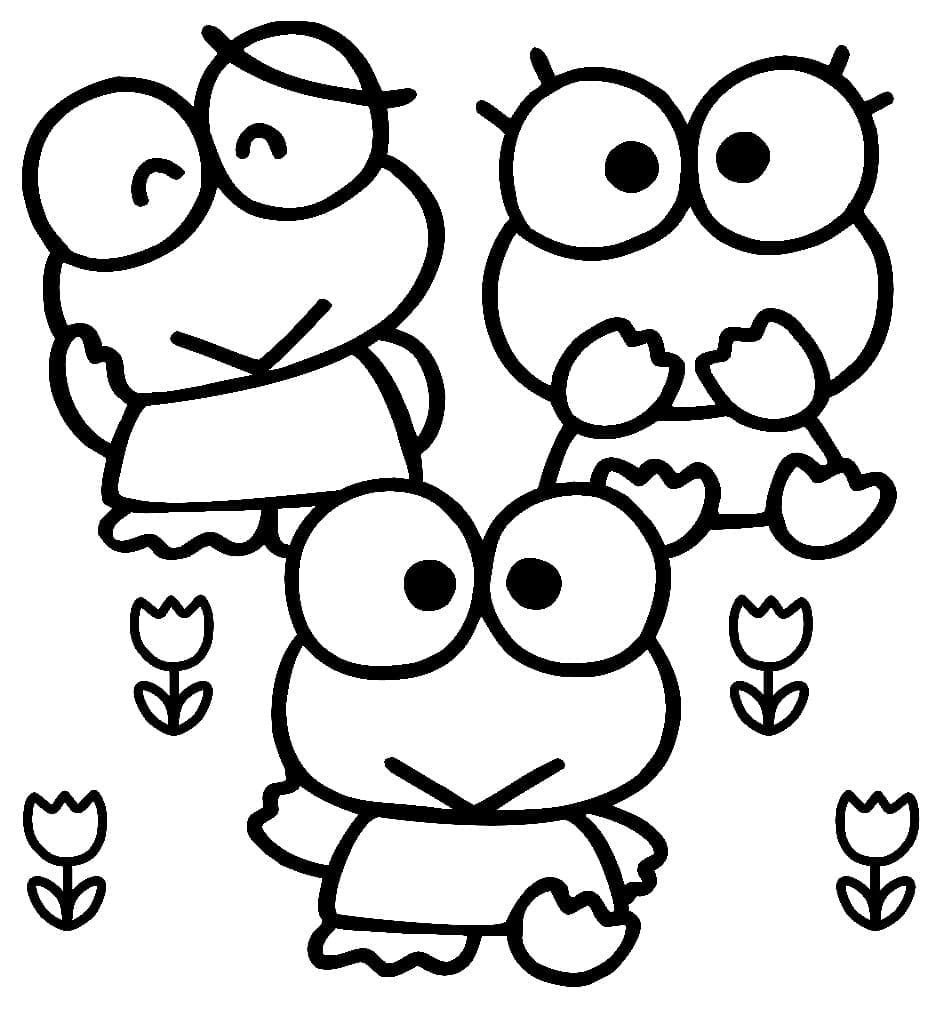 Desenho de Keroppi e Amigos para Colorir e Pintar