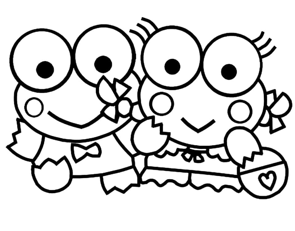 Desenho de Keroppi e Namorada para Colorir e Pintar