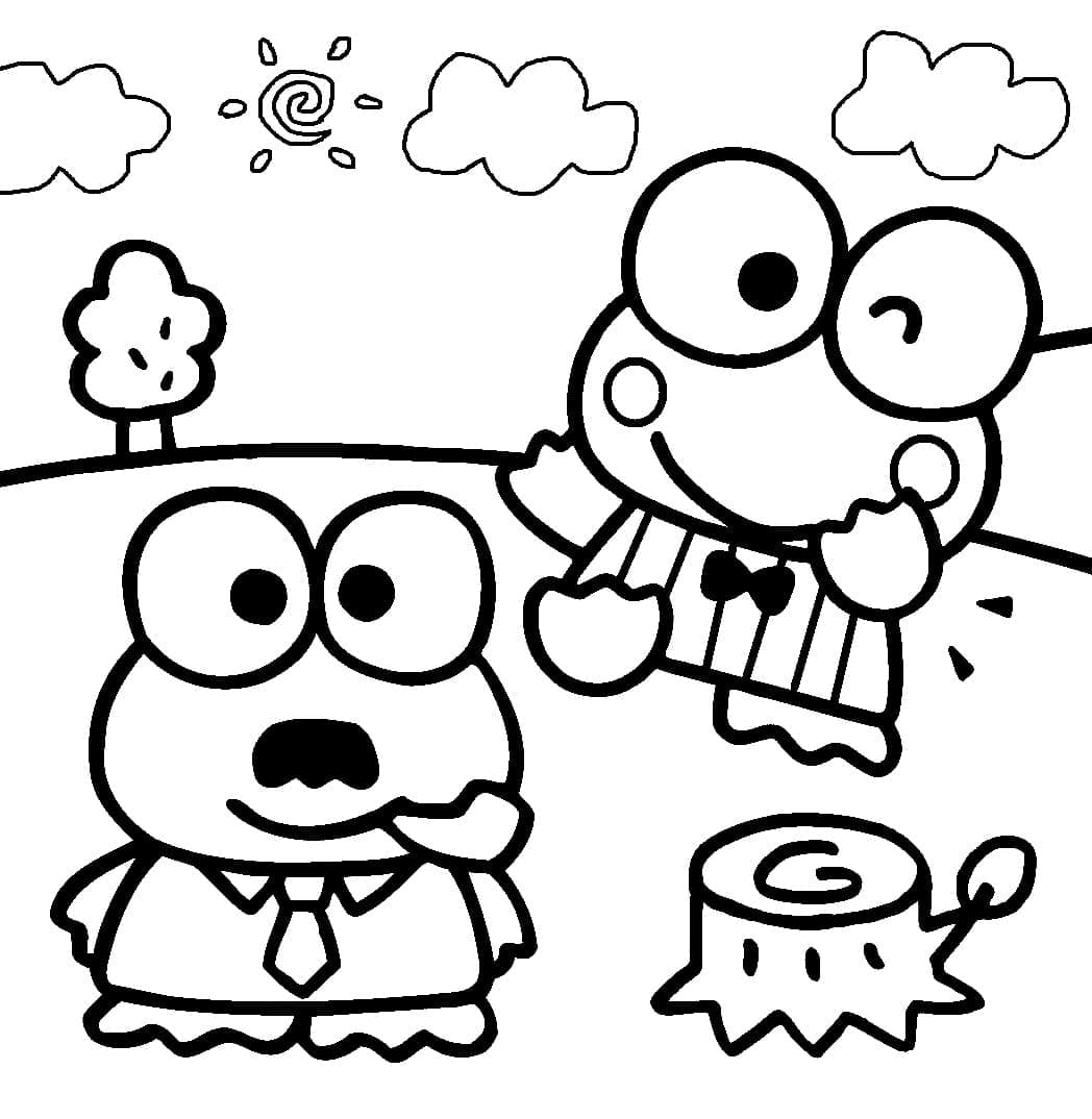 Desenho de Keroppi e Pai para Colorir e Pintar
