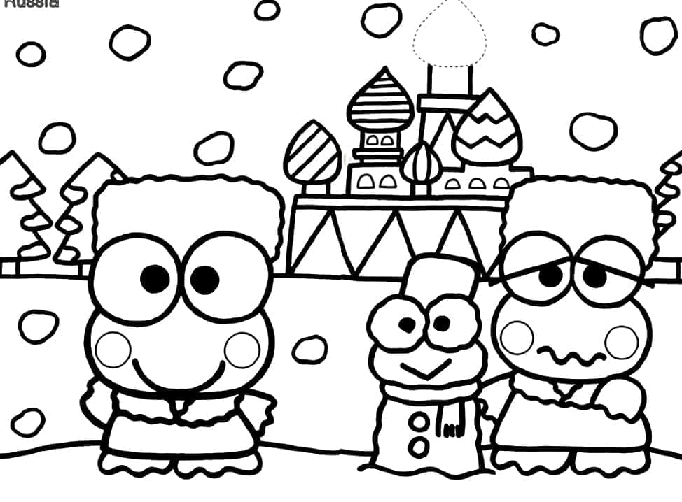 Desenho de Keroppi na Rússia para Colorir e Pintar