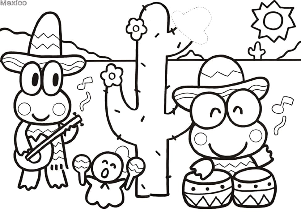 Desenho de Keroppi no México para Colorir e Pintar