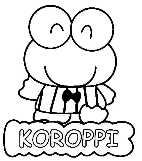 Desenho de Keroppi Sorridente para Colorir e Pintar