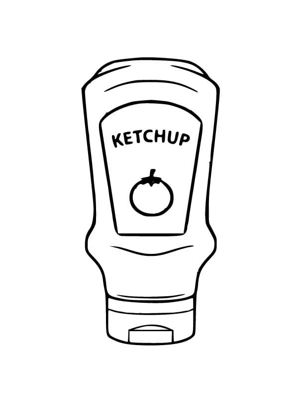 Desenho de Garrafa de Ketchup Grátis para Crianças para Colorir e Pintar