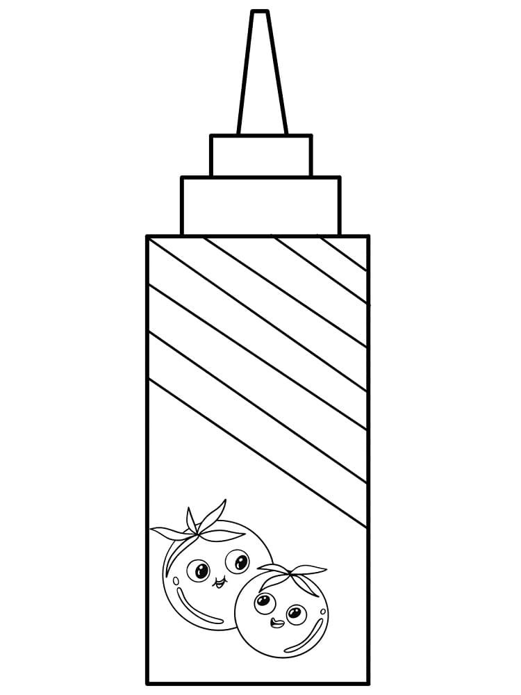 Desenho de Garrafa de Ketchup para Crianças para Colorir e Pintar