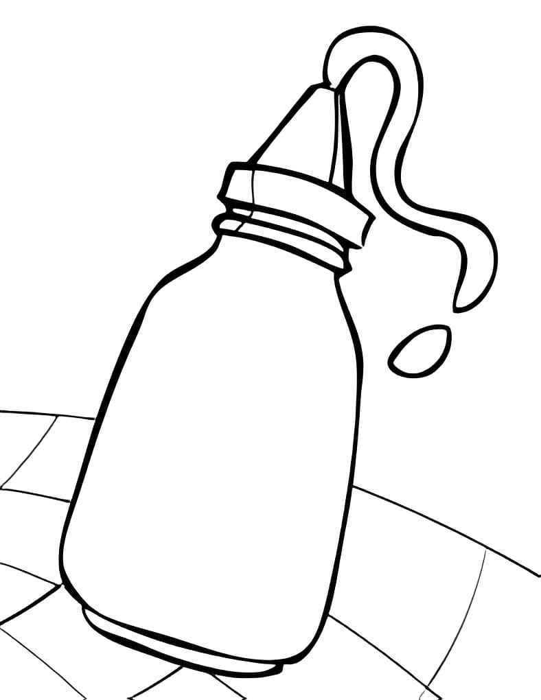 Desenho de Ketchup Aberto para Colorir e Pintar