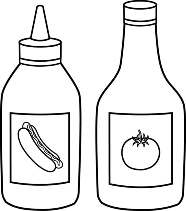 Desenho de Mostarda e Ketchup para Colorir e Pintar
