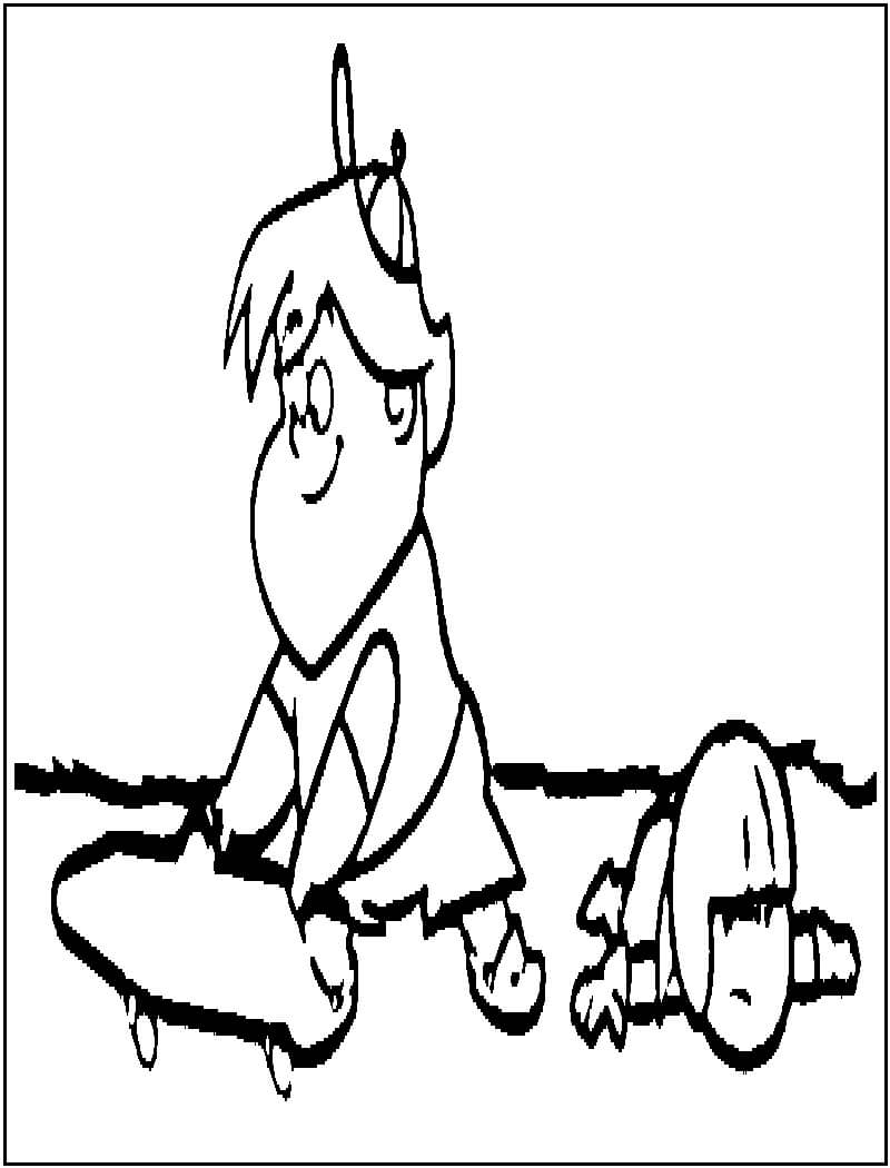 Desenho de Kick Buttowski e Gunther com Skate para Colorir e Pintar