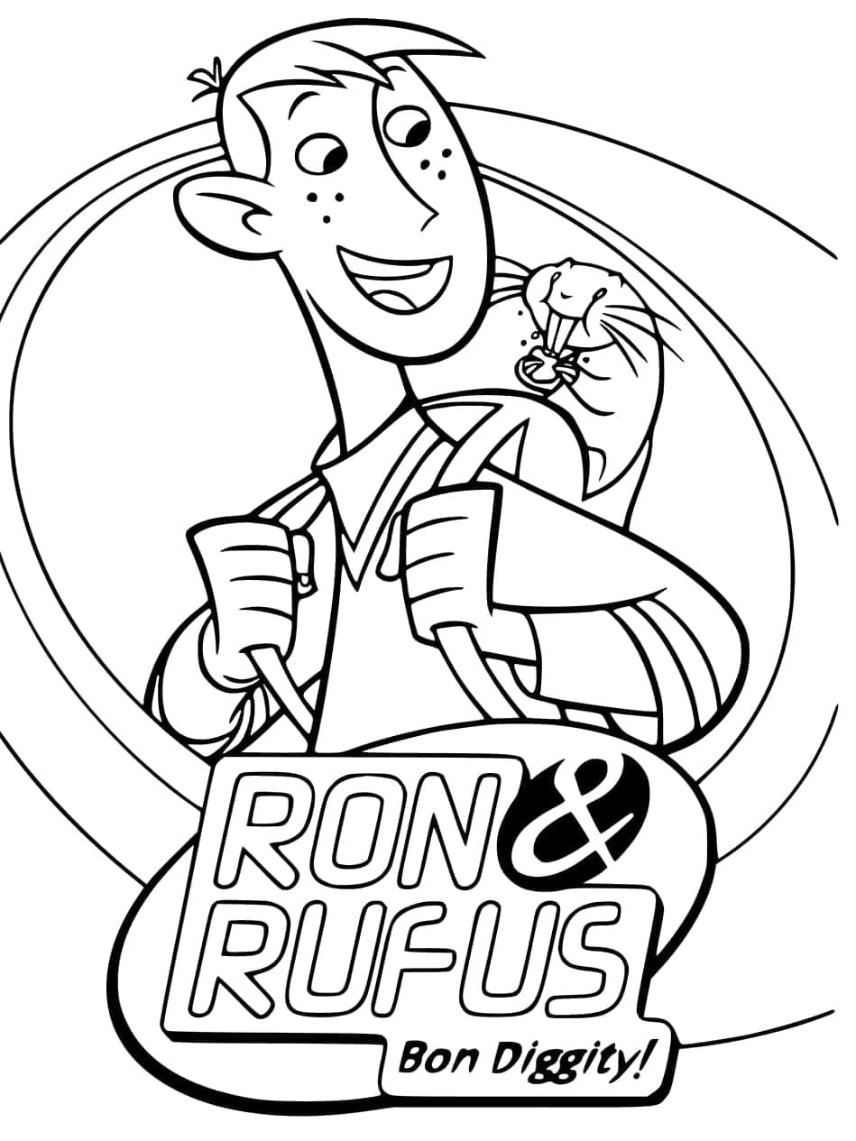 Desenhos de Ron Stoppable e Rufus de Kim Possible para Colorir e Pintar