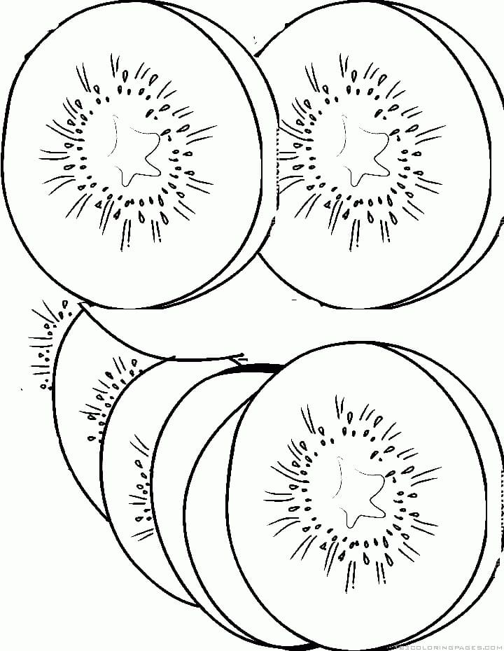 Desenho de Fatias de Kiwi para Colorir e Pintar