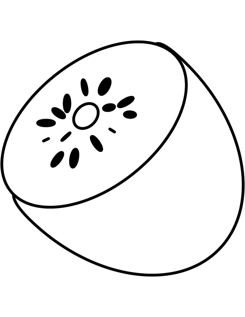 Desenho de Meio Kiwi para Colorir e Pintar