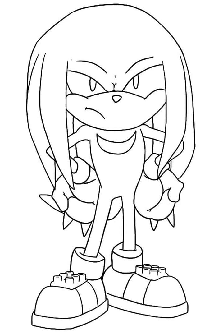 Desenho de Knuckles The Echidna com Raiva para Colorir e Pintar
