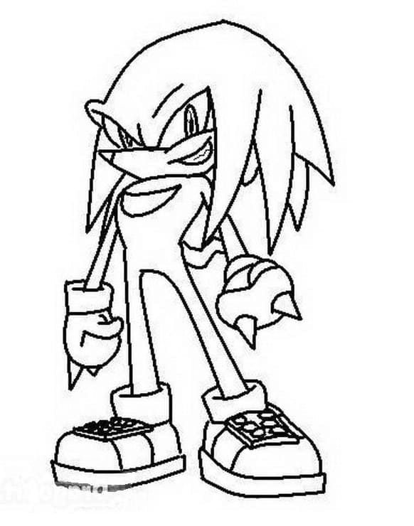 Desenho de Knuckles The Echidna Sonic para Imprimir e Pintar