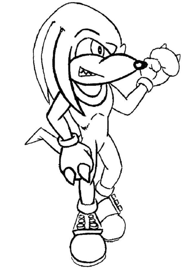 Desenho de Knuckles The Echidna Sonic Pdf Grátis e Pintar