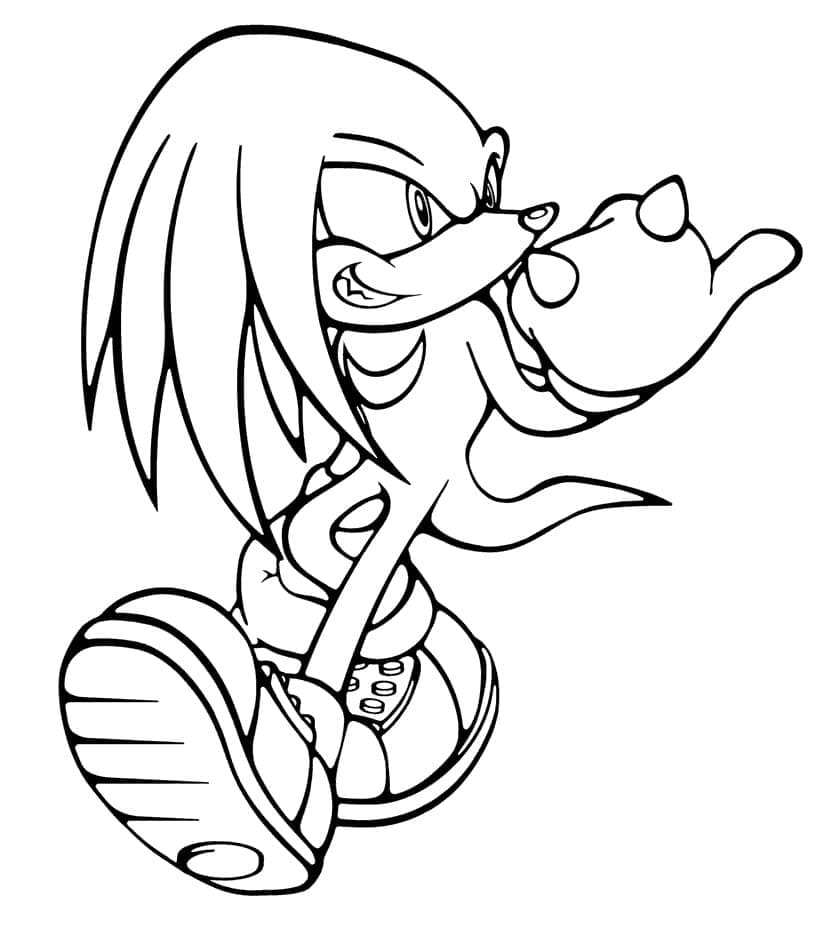Desenho de Knuckles The Echidna Sorrindo para Colorir e Pintar