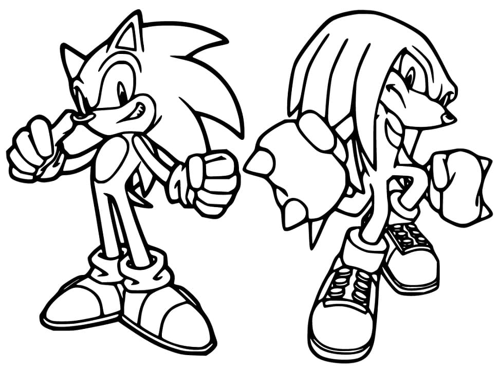 Desenho Sonic e Knuckles para Colorir e Pintar