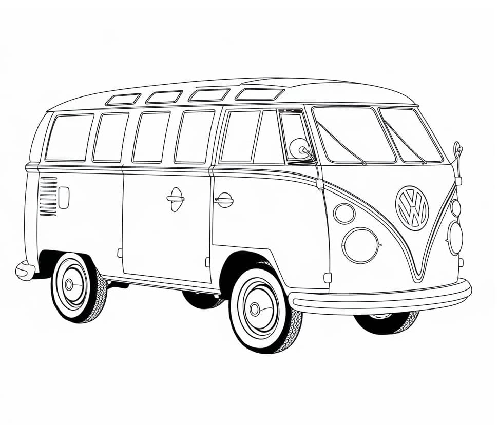 Desenho de Foto de Kombi para Colorir e Pintar