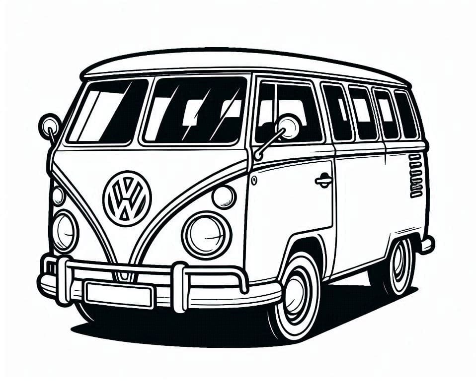 Desenho de Imagem de Kombi para Colorir e Pintar
