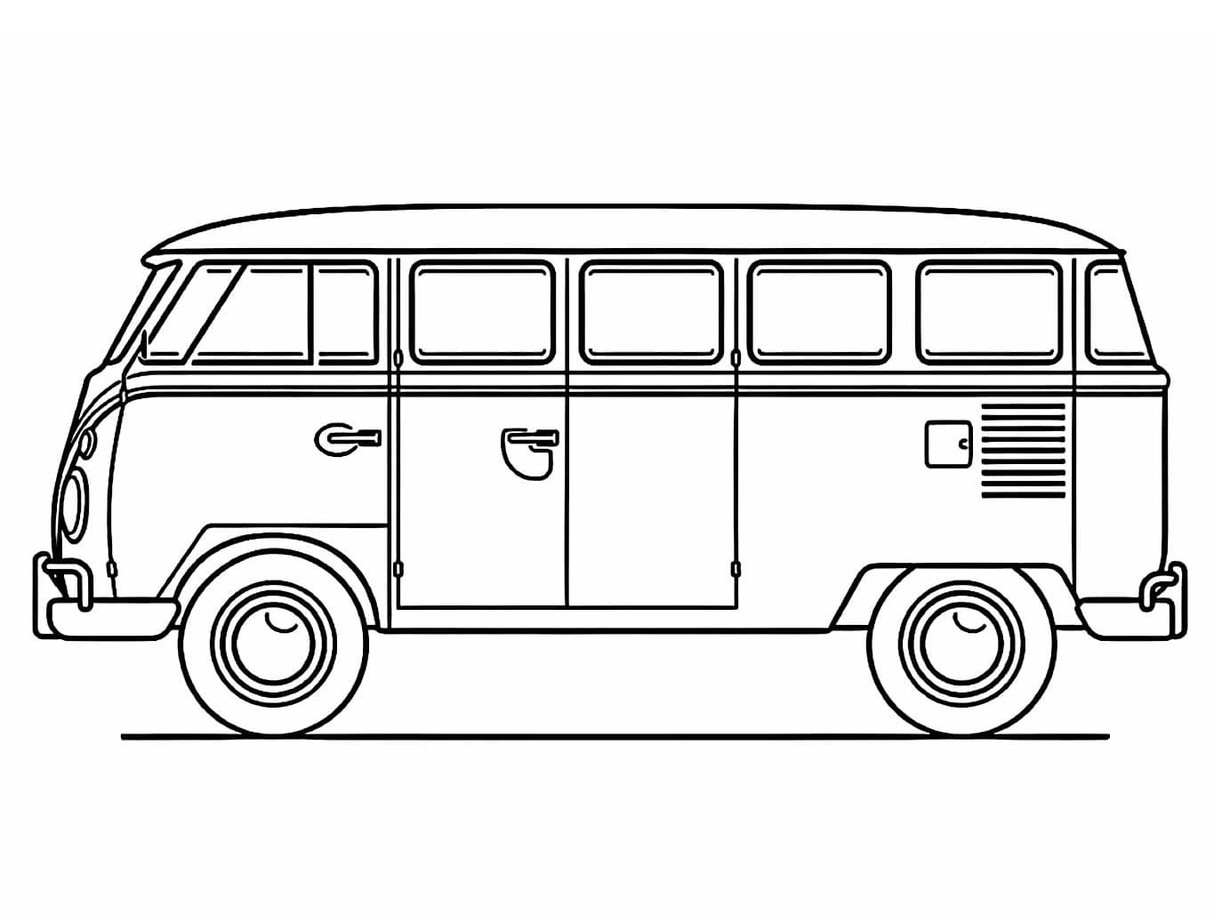 Desenho de Kombi Grátis para Crianças para Colorir e Pintar