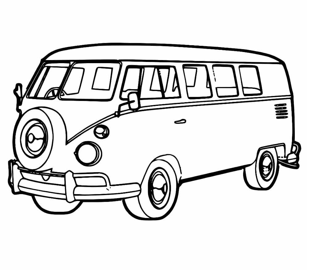 Desenho de Kombi Grátis para Colorir e Pintar