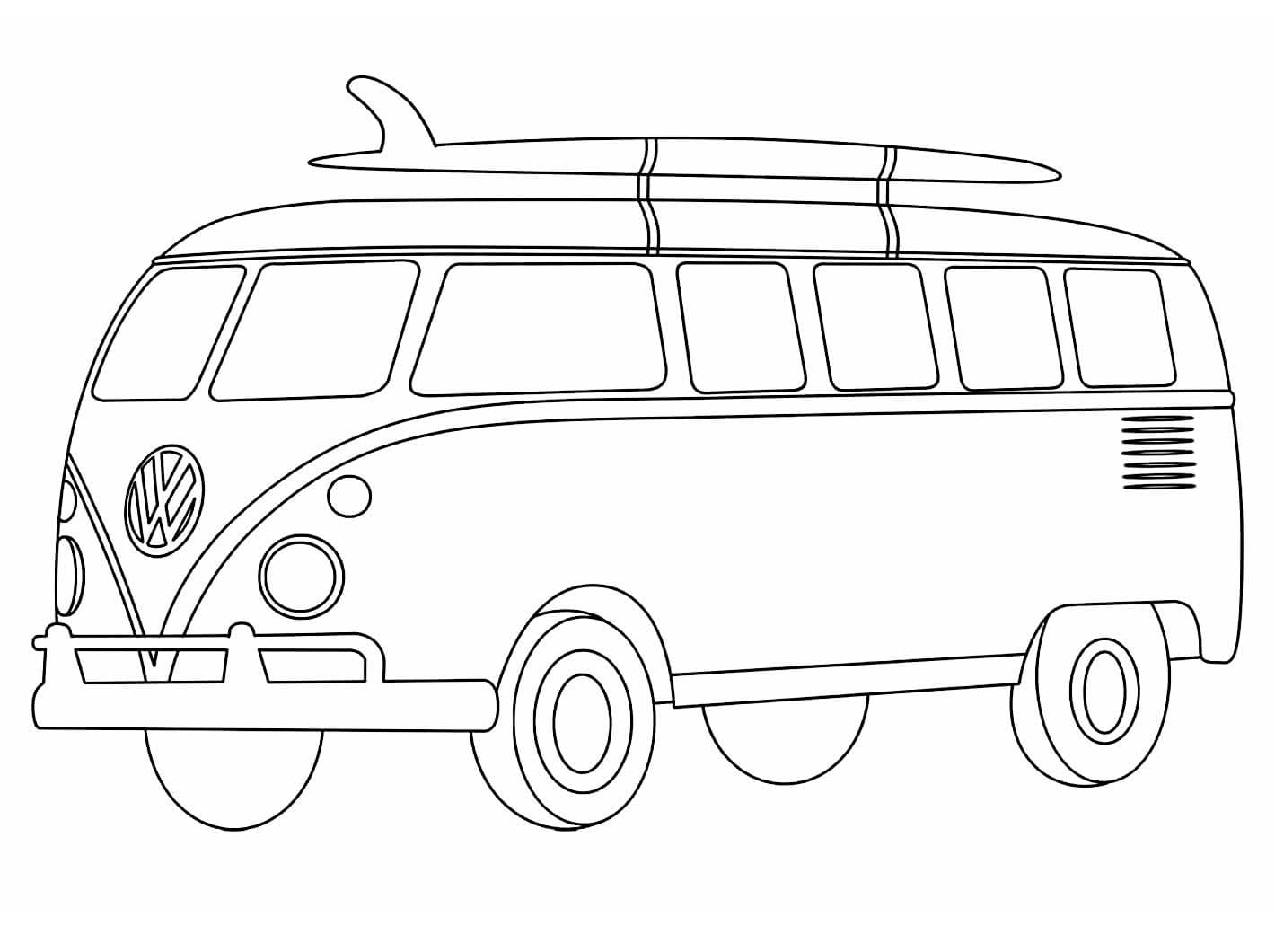 Desenho de Kombi Imprimivel Grátis para Colorir e Pintar