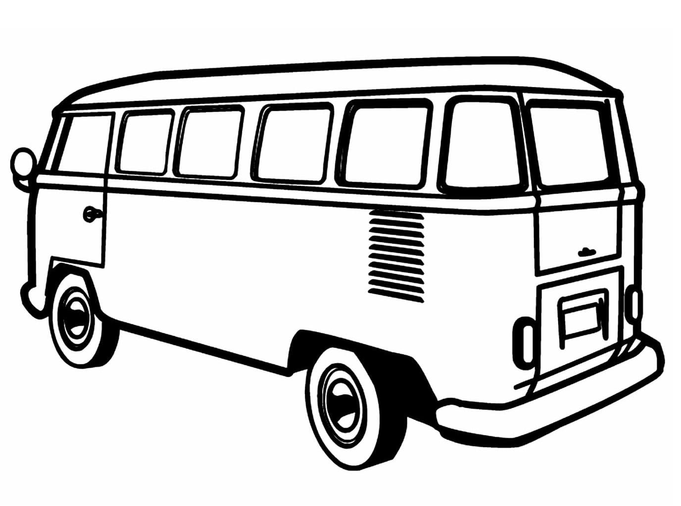 Desenho de Kombi Imprimivel para Crianças para Colorir e Pintar