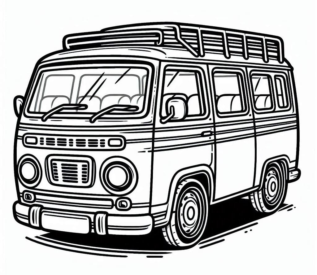 Desenho de Kombi Normal para Colorir e Pintar