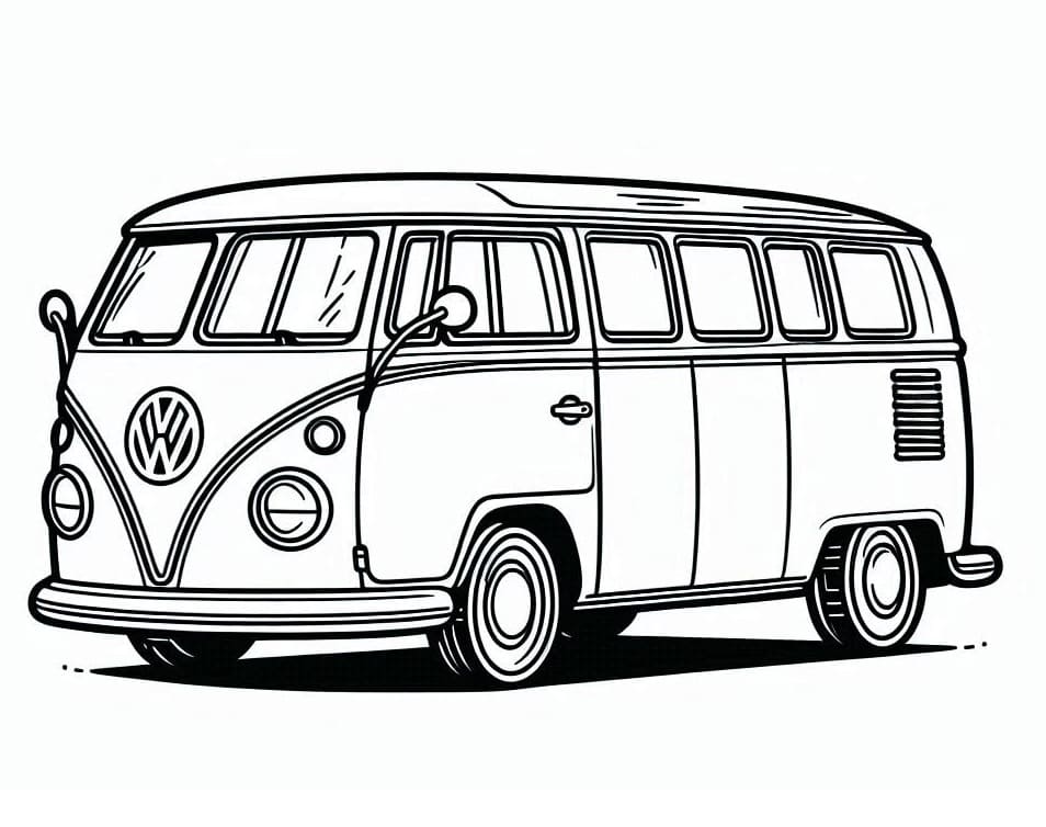 Desenho de Kombi para Crianças de 1 Ano para Colorir e Pintar