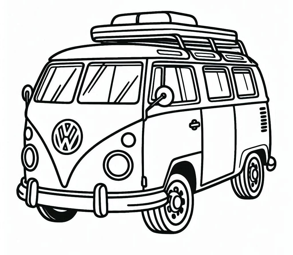 Desenho de Kombi para Crianças de 2 Ano para Colorir e Pintar