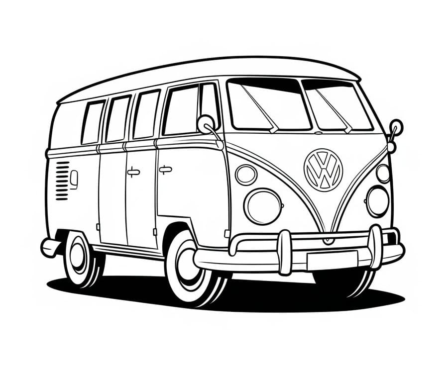 Desenho de Kombi para Crianças de 3 Ano para Colorir e Pintar