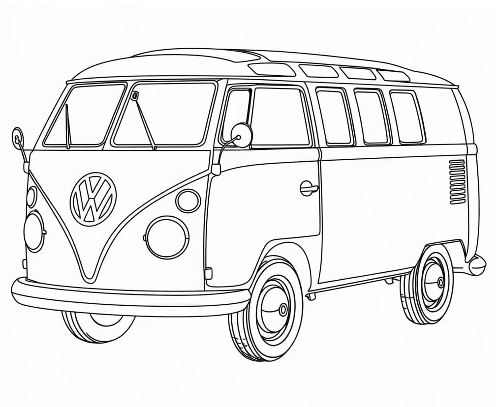 Desenho de Kombi para Crianças de 4 Ano para Colorir e Pintar