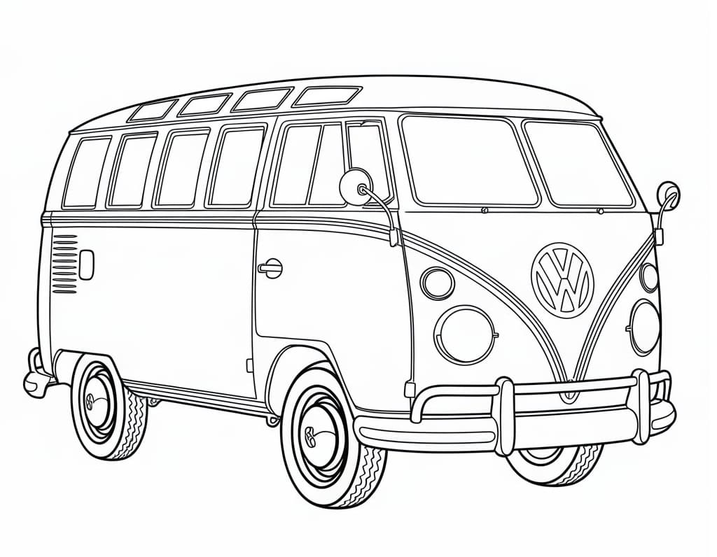 Desenho de Kombi para Crianças de 5 Ano para Colorir e Pintar