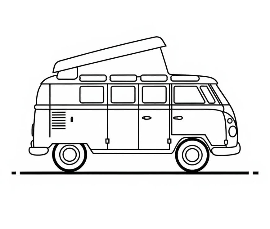 Desenho de Kombi Simples para Colorir e Pintar