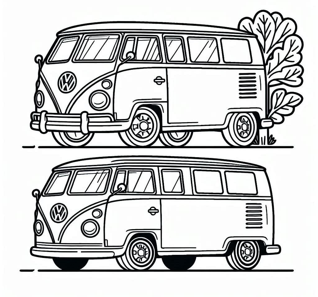 Desenho de Kombi da Volkswagen para Colorir e Pintar
