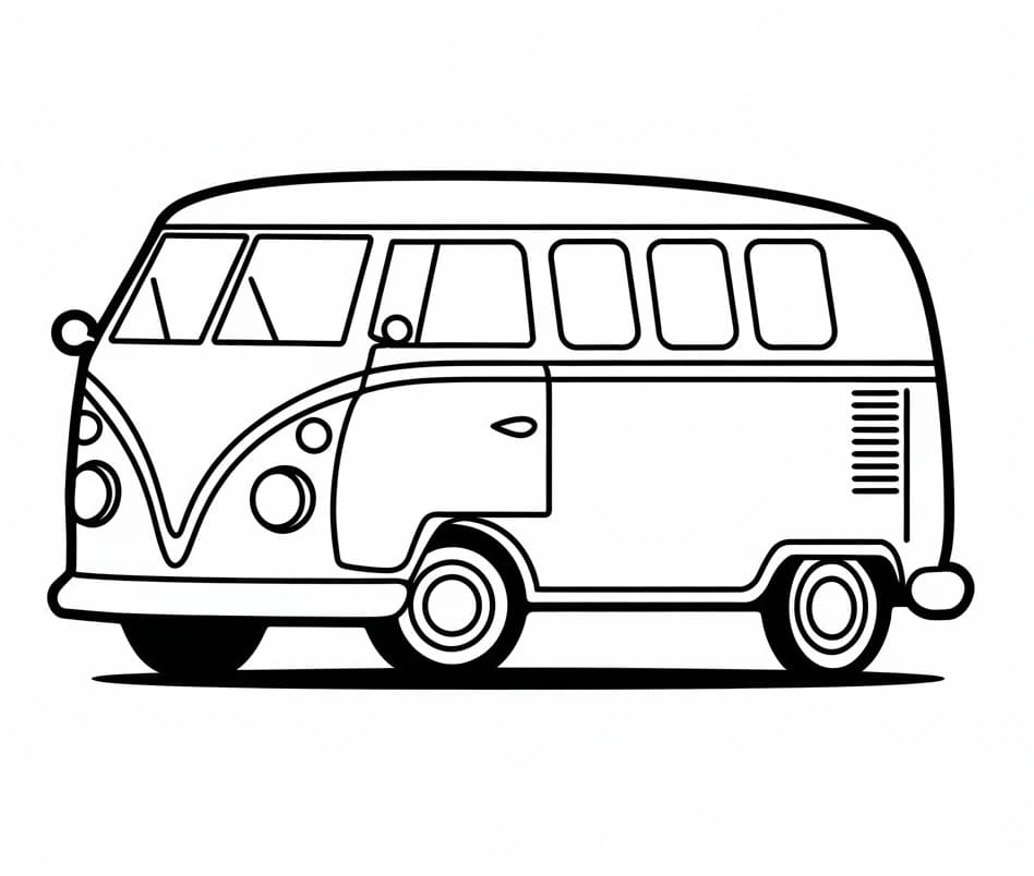Desenho de uma Kombi Normal para Colorir e Pintar