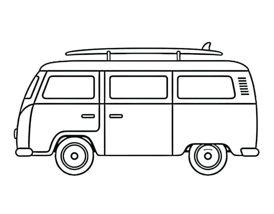 Desenho de uma Kombi para Colorir e Pintar