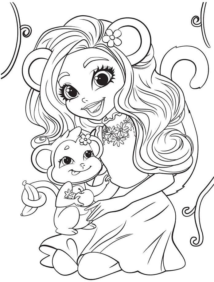 Desenho de Merit e Compass Enchantimals para Colorir e Pintar