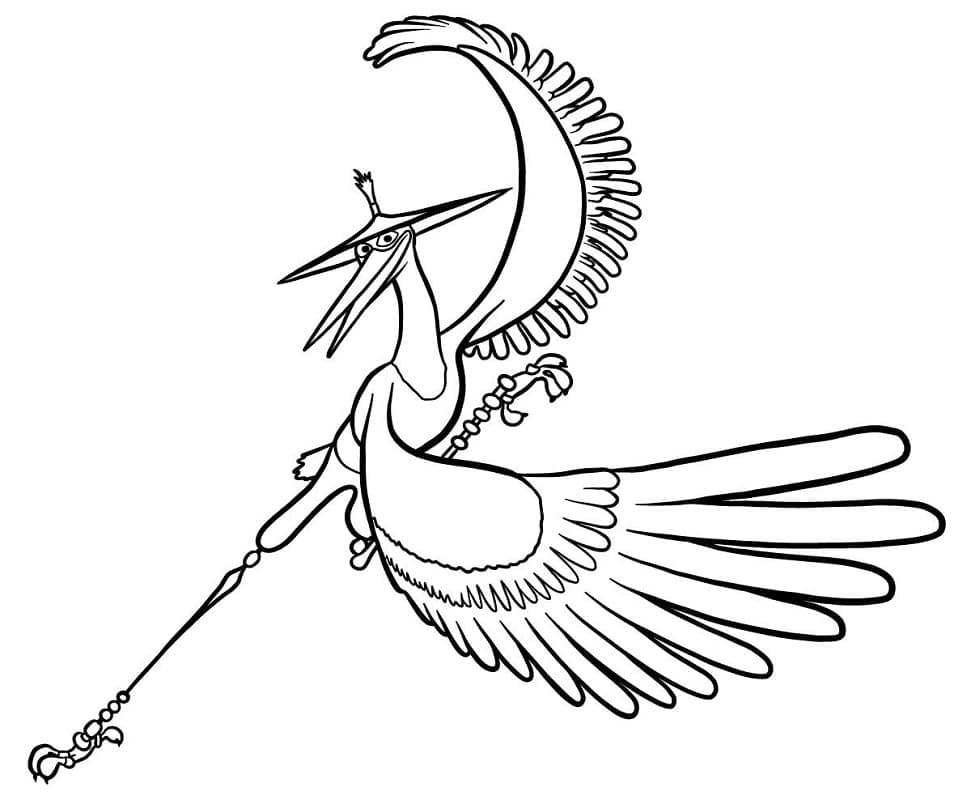 Desenho de Garça de Kung Fu Panda para Colorir e Pintar