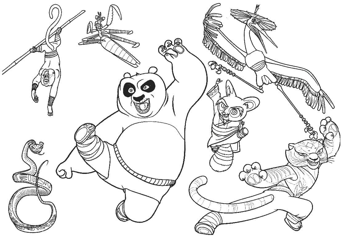 Desenho de Imprimivel Kung Fu Panda para Colorir e Pintar