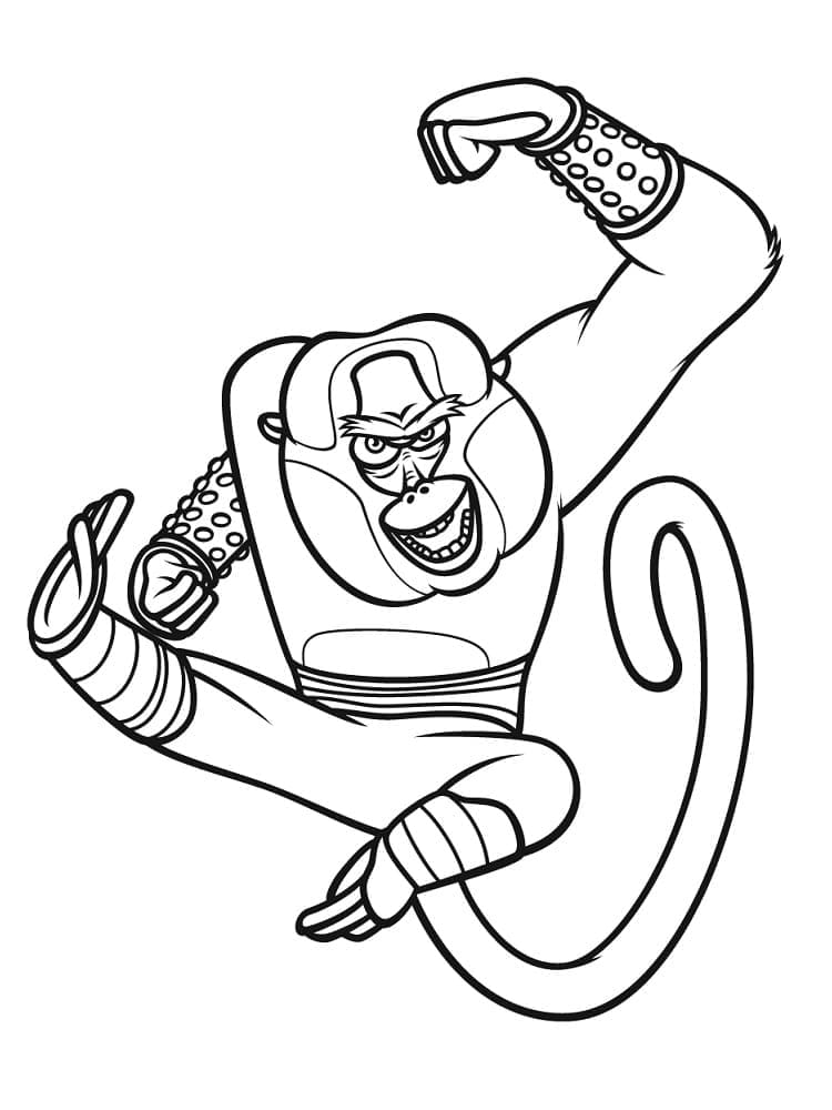 Desenho de Mestre Macaco de Kung Fu Panda para Colorir e Pintar
