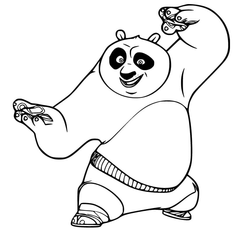 Desenho de Mestre Pó Ping Kung Fu Panda para Colorir e Pintar