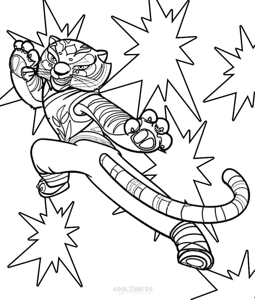 Desenho de Mestre Tigresa de Kung Fu Panda para Colorir e Pintar