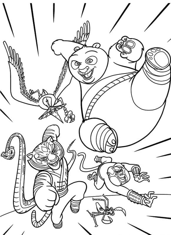 Desenho de Personagens de Kung Fu Panda para Colorir e Pintar