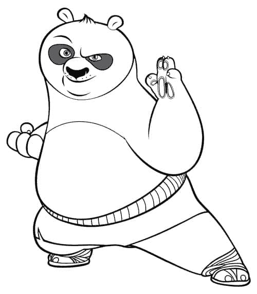 Desenho de Pó de Kung Fu Panda para Colorir e Pintar