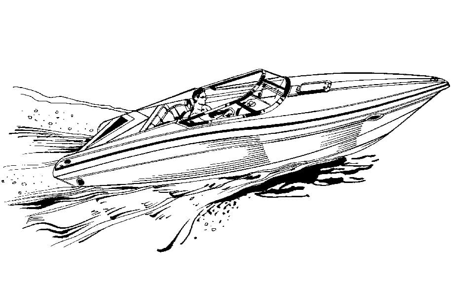 Desenho de Lanchá de Corrida para Colorir e Pintar